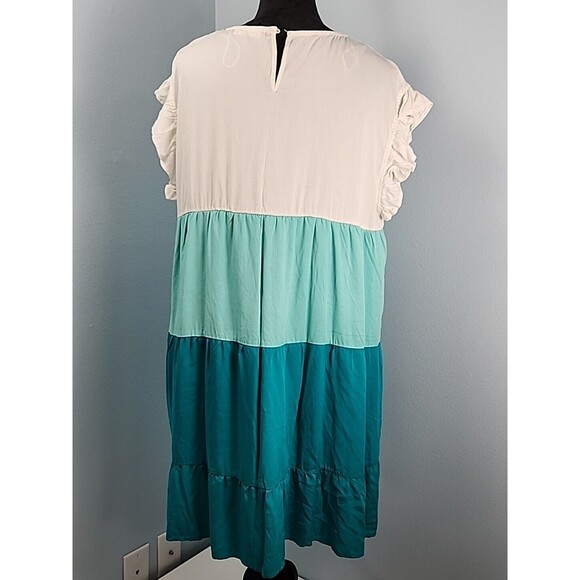 Chicsoul Womans 1X Tiered Dress Knee Length Boho Short Sleeve Empire Waist - Picture 10 of 16